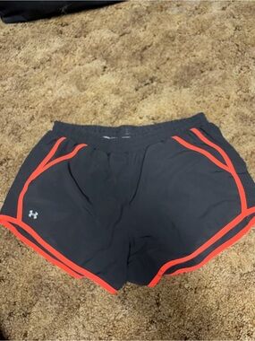 LG Black Athletic Shorts with Bright Orange Trim